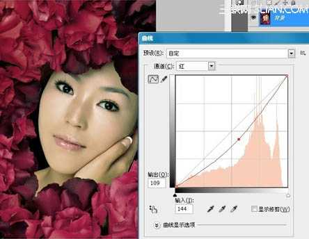 ‘Photoshop为玫瑰丛下美女调出写真效果‘