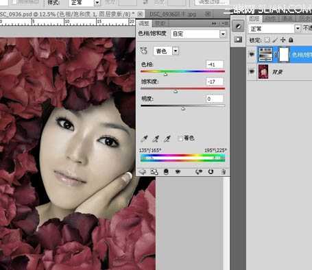 ‘Photoshop为玫瑰丛下美女调出写真效果‘