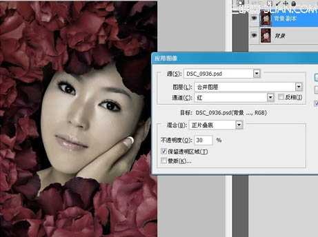 ‘Photoshop为玫瑰丛下美女调出写真效果‘