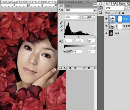‘Photoshop为玫瑰丛下美女调出写真效果‘