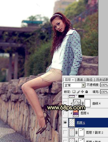 ‘Photoshop为阴天泛白人物图片调出梦幻霞光效果‘