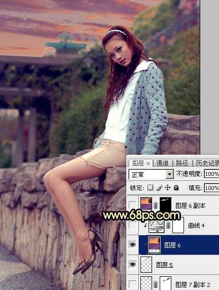 ‘Photoshop为阴天泛白人物图片调出梦幻霞光效果‘