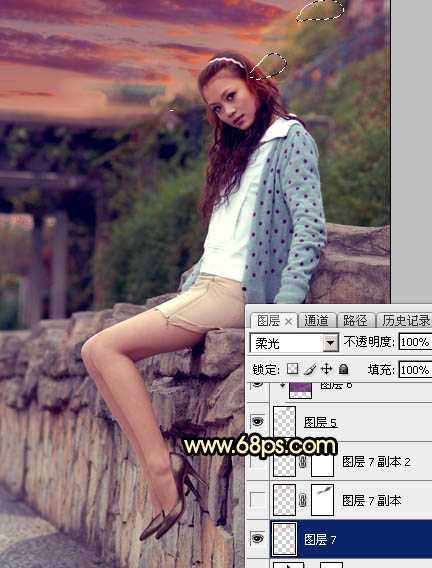 ‘Photoshop为阴天泛白人物图片调出梦幻霞光效果‘