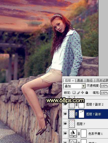 ‘Photoshop为阴天泛白人物图片调出梦幻霞光效果‘
