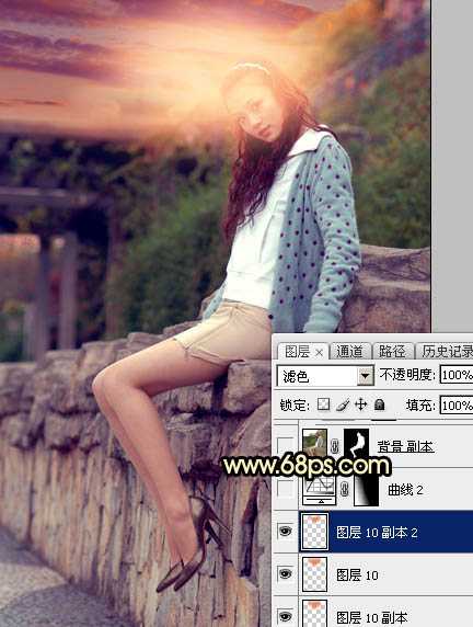 ‘Photoshop为阴天泛白人物图片调出梦幻霞光效果‘