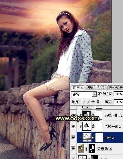 ‘Photoshop为阴天泛白人物图片调出梦幻霞光效果‘