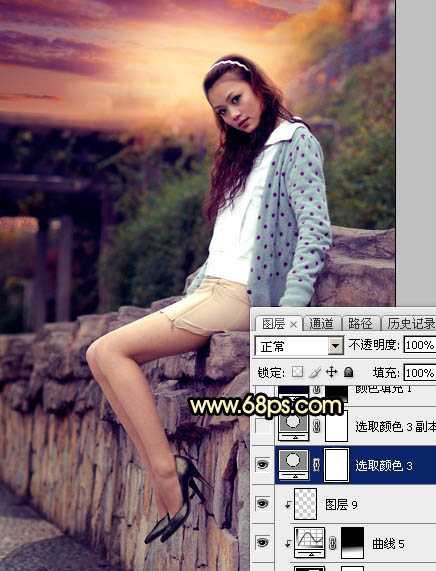 ‘Photoshop为阴天泛白人物图片调出梦幻霞光效果‘