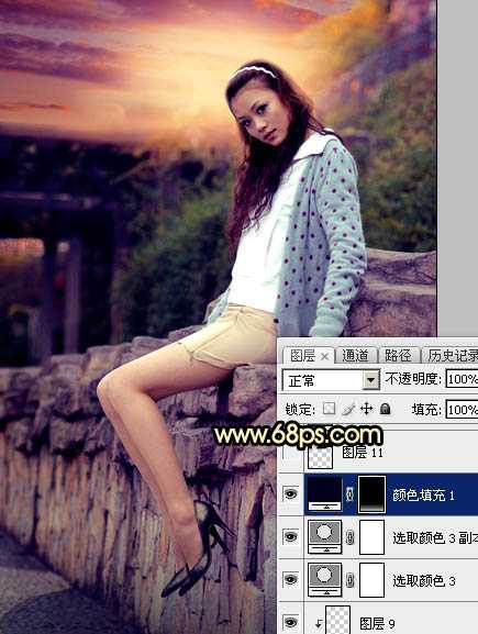 ‘Photoshop为阴天泛白人物图片调出梦幻霞光效果‘