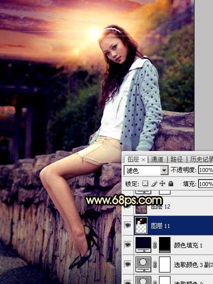 ‘Photoshop为阴天泛白人物图片调出梦幻霞光效果‘