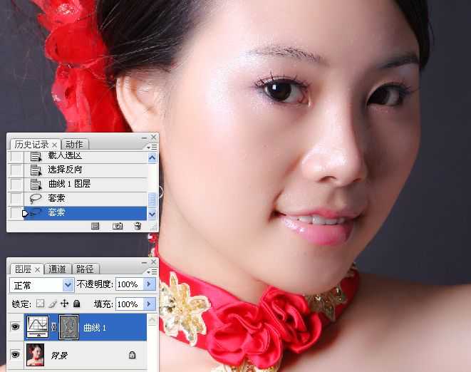 ‘Photoshop使用通道工具手工为美女人像精修磨皮‘