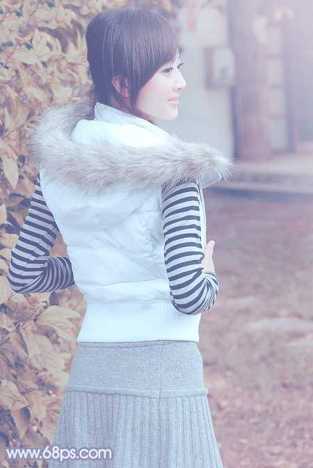 ‘Photoshop为美女图片加上淡雅的韩系冬季冷色‘