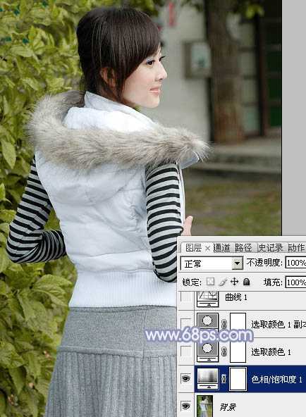 ‘Photoshop为美女图片加上淡雅的韩系冬季冷色‘
