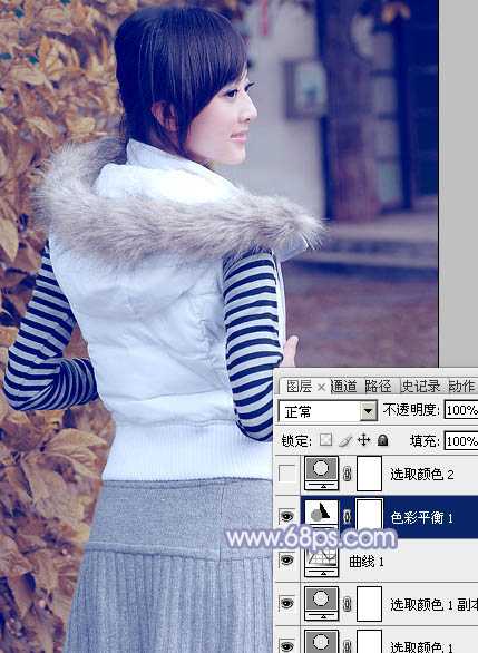 ‘Photoshop为美女图片加上淡雅的韩系冬季冷色‘