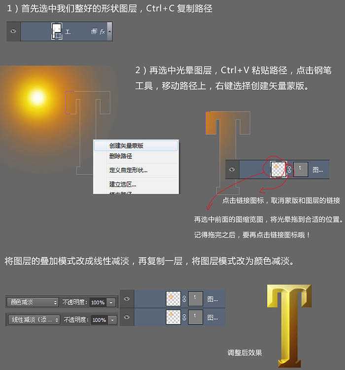 ‘Photoshop制作简洁大气的金色质感立体字‘