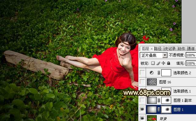 ‘Photoshop将草地婚片调制出柔美的暗调黄褐色效果‘
