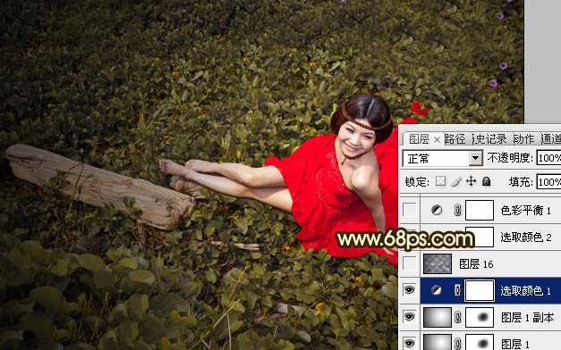 ‘Photoshop将草地婚片调制出柔美的暗调黄褐色效果‘