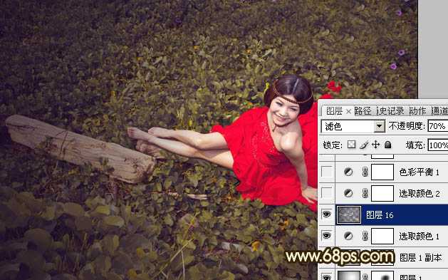 ‘Photoshop将草地婚片调制出柔美的暗调黄褐色效果‘