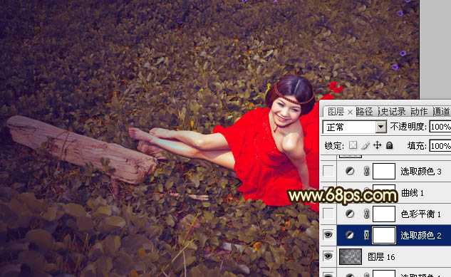 ‘Photoshop将草地婚片调制出柔美的暗调黄褐色效果‘