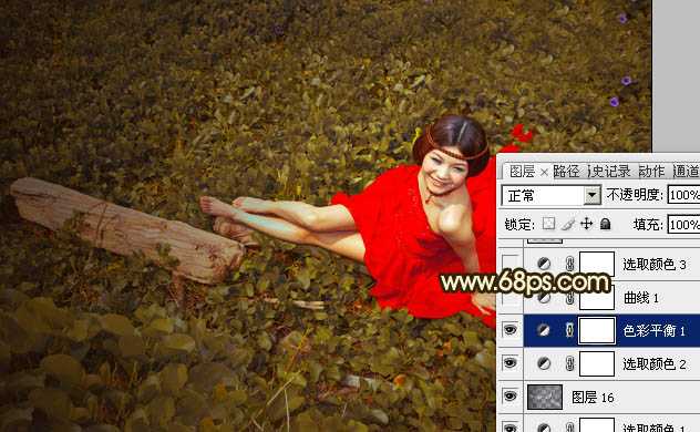 ‘Photoshop将草地婚片调制出柔美的暗调黄褐色效果‘