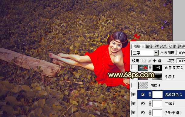 ‘Photoshop将草地婚片调制出柔美的暗调黄褐色效果‘