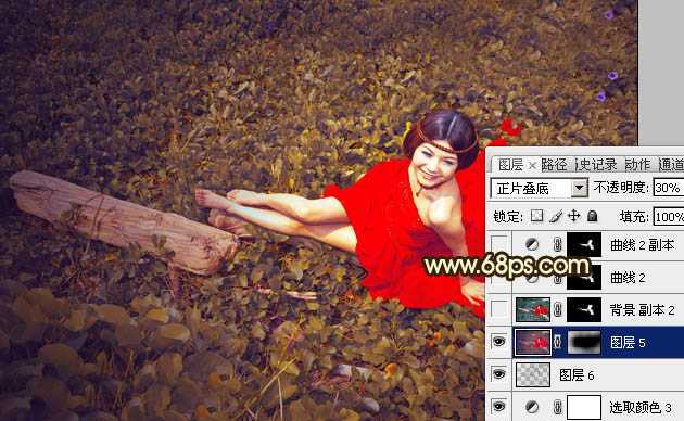 ‘Photoshop将草地婚片调制出柔美的暗调黄褐色效果‘
