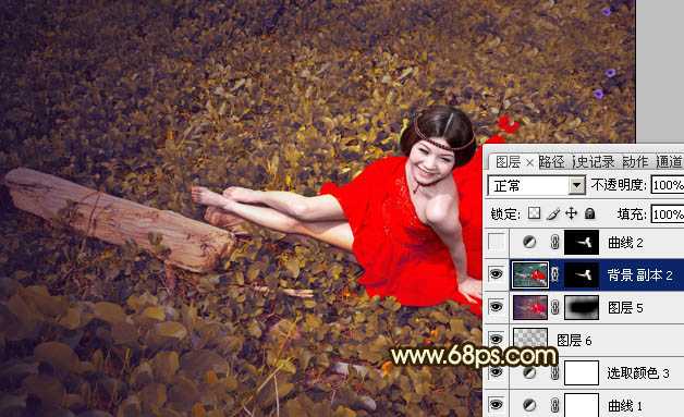 ‘Photoshop将草地婚片调制出柔美的暗调黄褐色效果‘