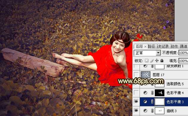 ‘Photoshop将草地婚片调制出柔美的暗调黄褐色效果‘