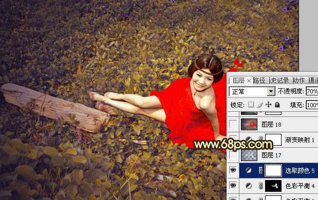 ‘Photoshop将草地婚片调制出柔美的暗调黄褐色效果‘
