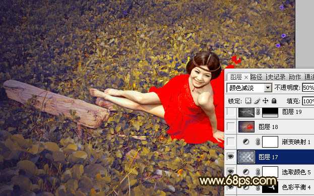 ‘Photoshop将草地婚片调制出柔美的暗调黄褐色效果‘