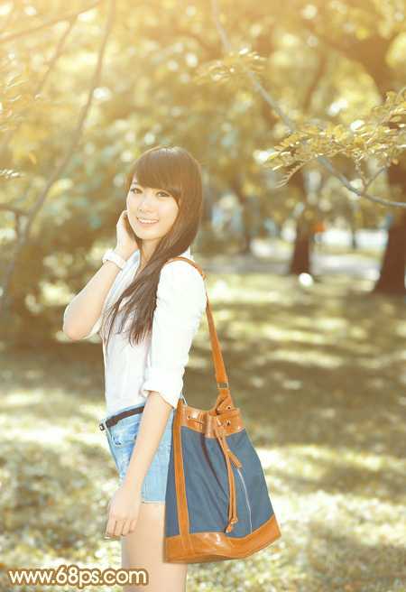 ‘Photoshop为树林美女调制出怀旧的柔褐色‘