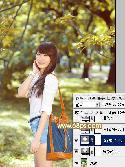 ‘Photoshop为树林美女调制出怀旧的柔褐色‘