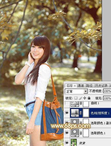 ‘Photoshop为树林美女调制出怀旧的柔褐色‘