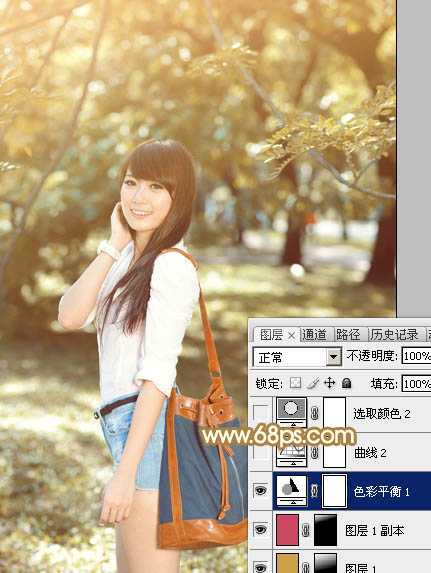 ‘Photoshop为树林美女调制出怀旧的柔褐色‘