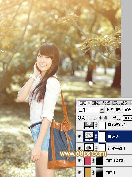 ‘Photoshop为树林美女调制出怀旧的柔褐色‘