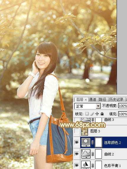 ‘Photoshop为树林美女调制出怀旧的柔褐色‘