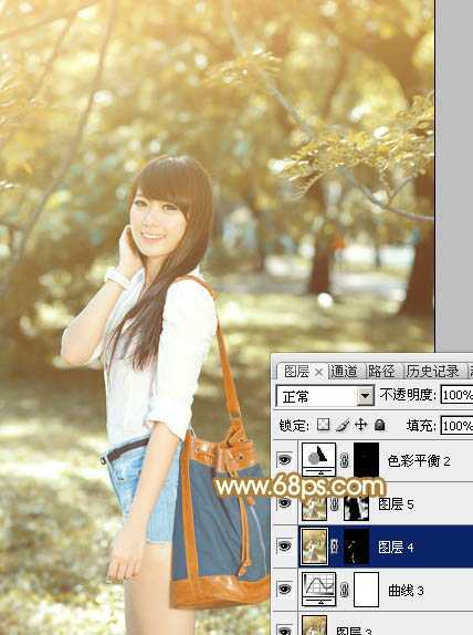‘Photoshop为树林美女调制出怀旧的柔褐色‘