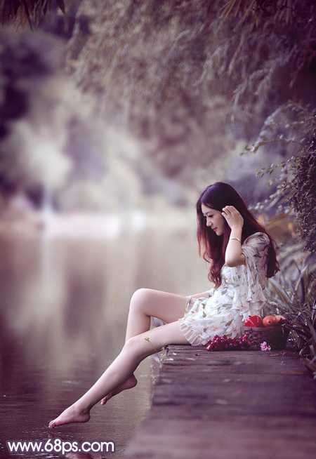 ‘Photoshop打造柔美的中性冷色湖景美女图片教程‘