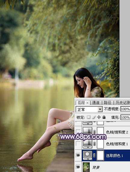 ‘Photoshop打造柔美的中性冷色湖景美女图片教程‘