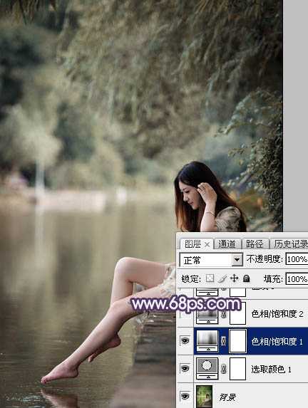 ‘Photoshop打造柔美的中性冷色湖景美女图片教程‘