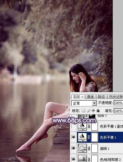 ‘Photoshop打造柔美的中性冷色湖景美女图片教程‘