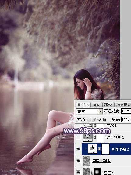 ‘Photoshop打造柔美的中性冷色湖景美女图片教程‘