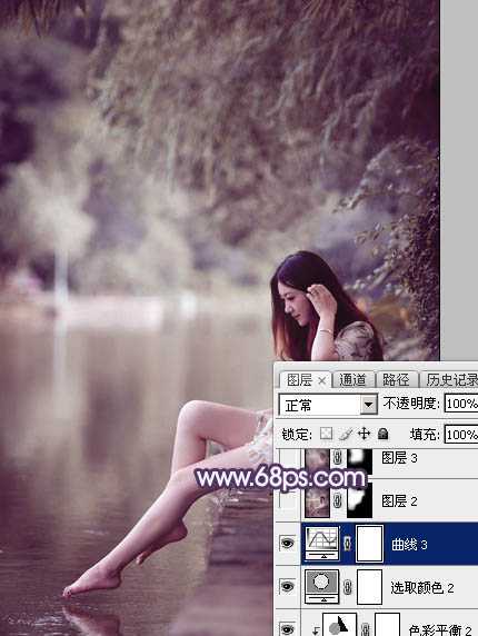 ‘Photoshop打造柔美的中性冷色湖景美女图片教程‘