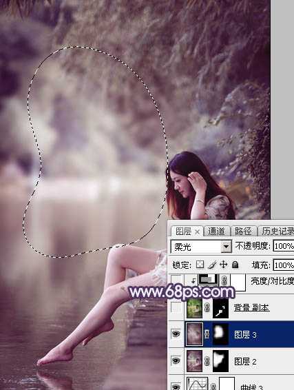‘Photoshop打造柔美的中性冷色湖景美女图片教程‘