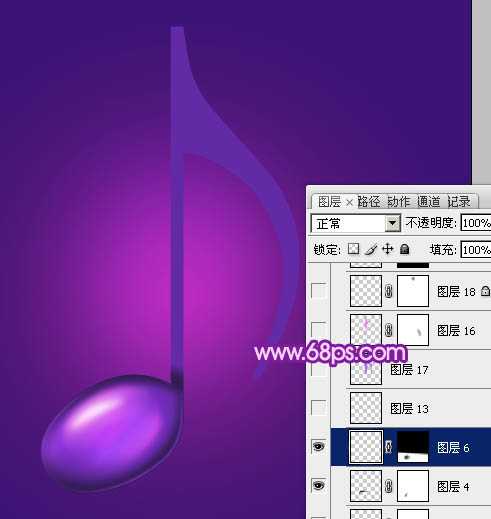 ‘Photoshop设计制作绚丽的紫色水晶音符‘