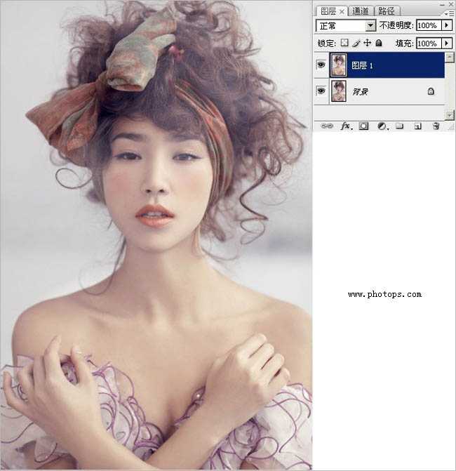 ‘Photoshop将给室内人物照片制作成甜美的淡紫色‘