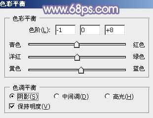 ‘Photoshop为绿草中的美女加上梦幻的青蓝色‘