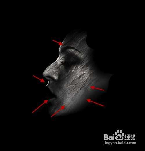 ‘Photoshop合成流着火泪的木纹艺术脸‘