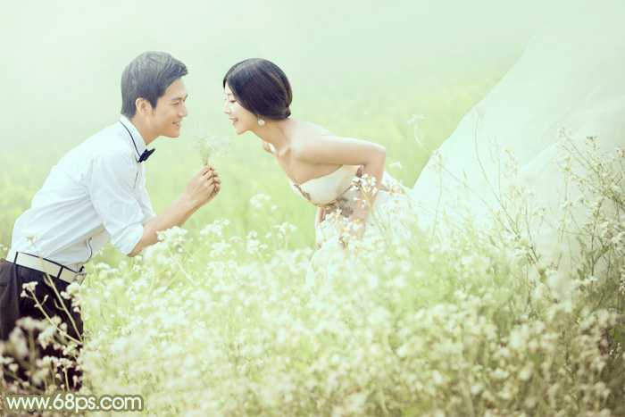 ‘Photoshop油菜花婚片将打造梦幻的淡绿色‘