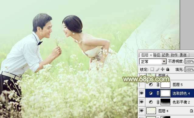 ‘Photoshop油菜花婚片将打造梦幻的淡绿色‘