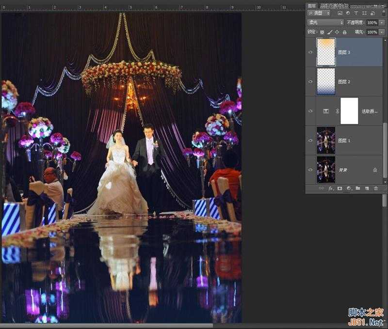 ‘Photoshop详细解析室内婚片婚宴的整体色彩处理教程‘